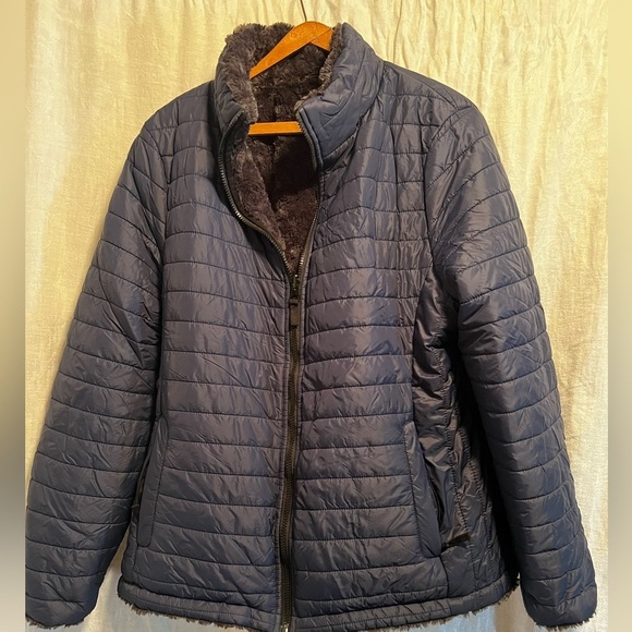 Halitech jacket. Lightweight puffer. . Dark blue. Soft inside. Zip up. - Picture 1 of 10
